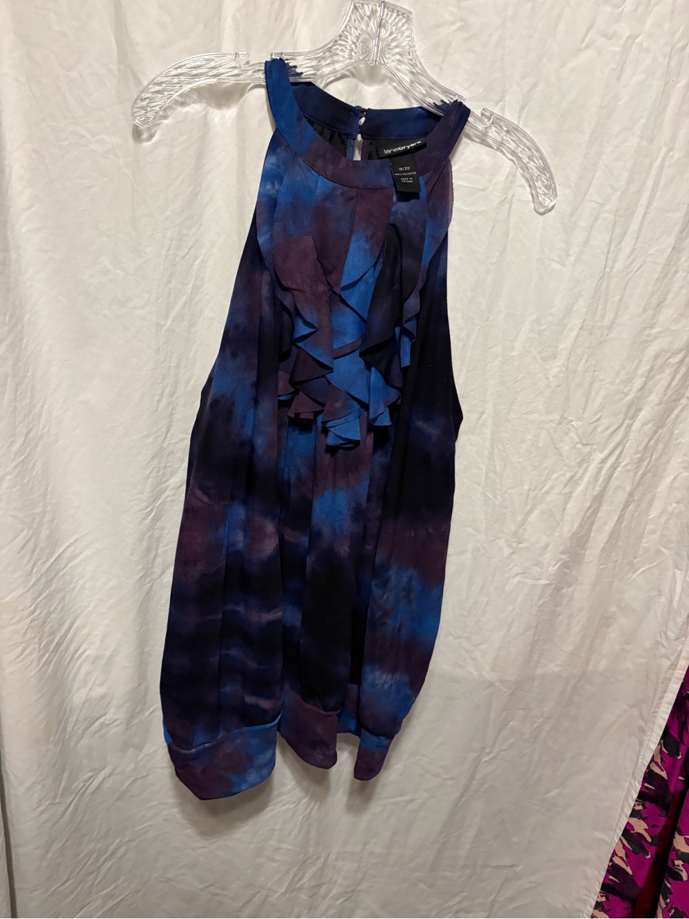Lane Bryant Blue and Purple Tie-Dye Sleeveless Blouse